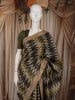 Olive Green Abstract Ikat-inspired Woven Design Pure Tussar Saree with Contrast Zari Border