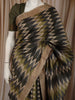 Olive Green Abstract Ikat-inspired Woven Design Pure Tussar Saree with Contrast Zari Border