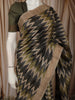 Olive Green Abstract Ikat-inspired Woven Design Pure Tussar Saree with Contrast Zari Border