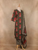 Olive Green Abstract Printed Cotton Salwar Suit with Dupatta
