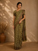 Olive Green Abstract Printed Cotton Saree