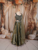 Olive Green Abstract Sequins and Beads Embroidered Design Tissue Silk Bridesmaid Lehenga with Matching Dupatta
