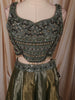 Olive Green Abstract Sequins and Beads Embroidered Design Tissue Silk Bridesmaid Lehenga with Matching Dupatta