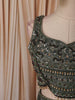 Olive Green Abstract Sequins and Beads Embroidered Design Tissue Silk Bridesmaid Lehenga with Matching Dupatta