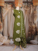 Olive Green Birds Printed Design Cotton Straight Cut Salwar Suit with Dupatta
