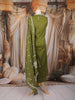 Olive Green Birds Printed Design Cotton Straight Cut Salwar Suit with Dupatta