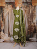Olive Green Birds Printed Design Cotton Straight Cut Salwar Suit with Dupatta