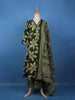 Olive Green Bold Floral Printed Cotton Salwar Suit - Diadem