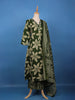 Olive Green Bold Floral Printed Cotton Salwar Suit - Diadem