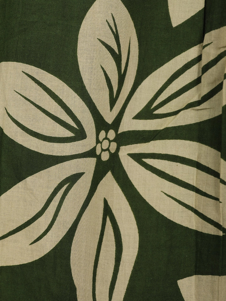 Olive Green Bold Floral Printed Cotton Salwar Suit - Diadem
