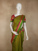Olive Green Butta Woven Design Kanchipuram Silk Saree with Contrast Zari Border
