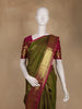 Olive Green Butta Woven Design Pure Kanchipuram Silk Saree