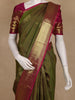 Olive Green Butta Woven Design Pure Kanchipuram Silk Saree