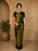 Olive Green Butta Woven Design Soft Silk Fancy Saree with Contrast Peacock Zari Border