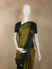 Olive Green Butta Woven Design Soft Silk Fancy Saree with Contrast Peacock Zari Border