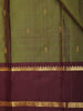 Olive Green Butta Woven Kanchipuram Silk Saree with Maroon Zari Border