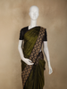 Olive Green Butta Zari Woven Design Soft Silk Fancy Saree with Contrast Zari Border