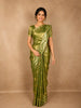 Olive Green Butta Zari Woven Design Tissue Designer Saree with Designer Border