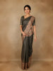 Olive Green Buttas Woven Tissue Saree With Peacock Border