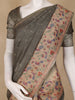 Olive Green Buttas Woven Tissue Saree With Peacock Border