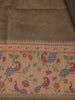 Olive Green Buttas Woven Tissue Saree With Peacock Border