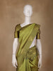 Olive Green Checked Design Tissue Silk Saree - Diadem