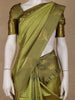 Olive Green Checked Design Tissue Silk Saree - Diadem