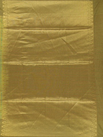 Olive Green Checked Design Tissue Silk Saree - Diadem
