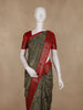 Olive Green Damask Floral Printed Chandheri Cotton Saree