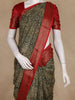 Olive Green Damask Floral Printed Chandheri Cotton Saree