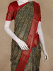Olive Green Damask Floral Printed Chandheri Cotton Saree