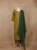 Olive Green Diamond Printed Cotton Salwar Suit - Diadem
