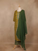 Olive Green Diamond Printed Cotton Salwar Suit - Diadem