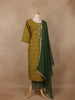 Olive Green Diamond Printed Cotton Salwar Suit - Diadem