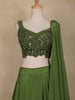 Olive Green Embellished Design Satin Lehenga