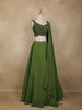 Olive Green Embellished Design Satin Lehenga