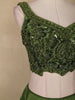 Olive Green Embellished Design Satin Lehenga