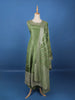 Olive Green Embroidered Silk Salwar Suit - Diadem