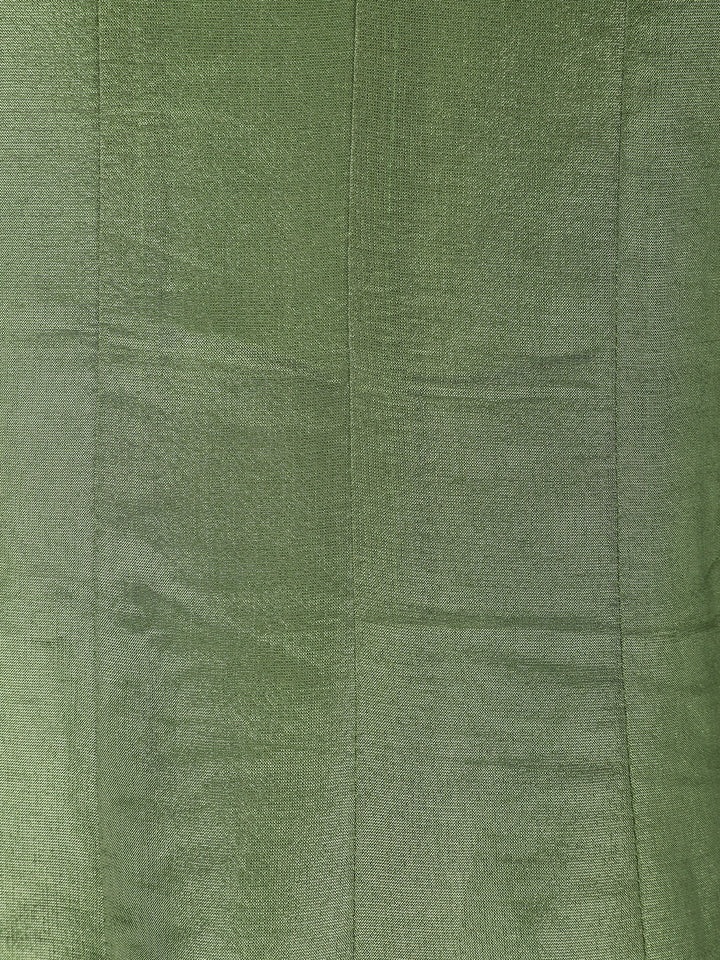Olive Green Embroidered Silk Salwar Suit - Diadem