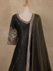 Olive Green Floral And Animal Motif Embroidered Design Georgette Gown