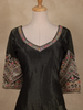 Olive Green Floral And Animal Motif Embroidered Design Georgette Gown