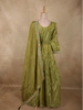 Olive Green Floral Beads Embroidered Design Organza Gown with Dupatta
