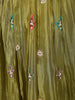 Olive Green Floral Beads Embroidered Design Organza Gown with Dupatta