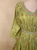 Olive Green Floral Beads Embroidered Design Organza Gown with Dupatta