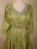 Olive Green Floral Beads Embroidered Design Organza Gown with Dupatta