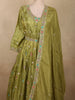 Olive Green Floral Beads Embroidered Design Organza Gown with Dupatta