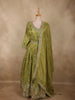 Olive Green Floral Beads Embroidered Design Organza Gown with Dupatta