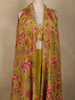 Olive Green Floral Beads Embroidered Design Satin Palazzo Suit with Long Jacket Overlay