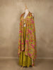 Olive Green Floral Beads Embroidered Design Satin Palazzo Suit with Long Jacket Overlay