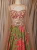 Olive Green Floral Beads and Mirror Embroidered Design Georgette Lehenga with Dupatta